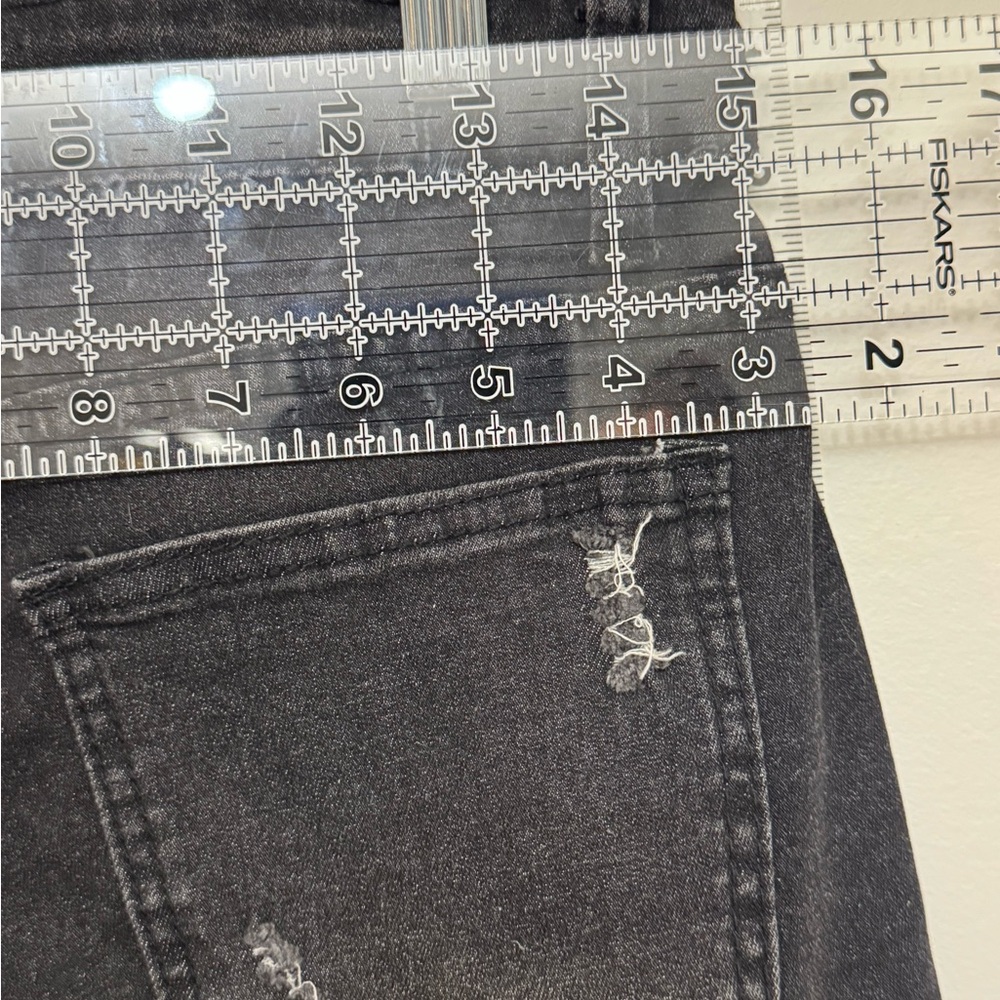 Black High Rise Button Fly Jeggings Distressed Stretch Skinny Pants L - Picture 8 of 8